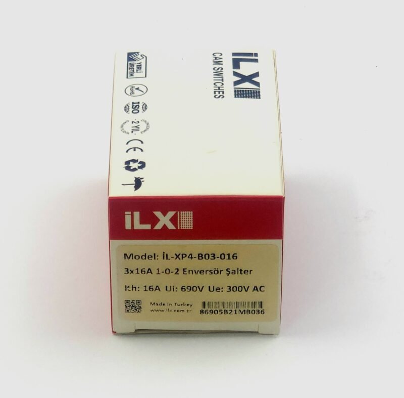 ILX IL-XP4-B03-016 3x16A 1-0-2 Enversör Pakat Şalter (Take-Up Motor Yön Anahtarı – Van de Wiele Uyumlu)