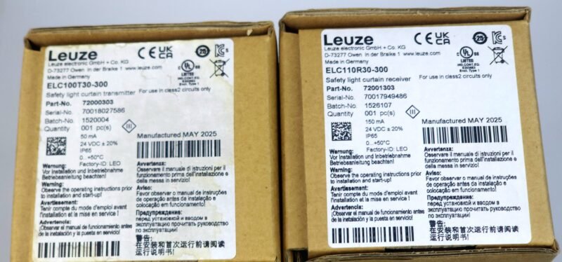 Leuze ELC100 / ELC110 Güvenlik Işık Bariyeri Seti – ELC100T30-300 & ELC110R30-300 (Van de Wiele Uyumlu)