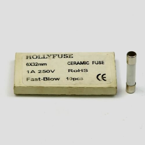 Hollyfuse Seramik Cam Tipi Hızlı Sigorta 6x32 mm 1A 250V – Fast-Blow Seramik Sigorta