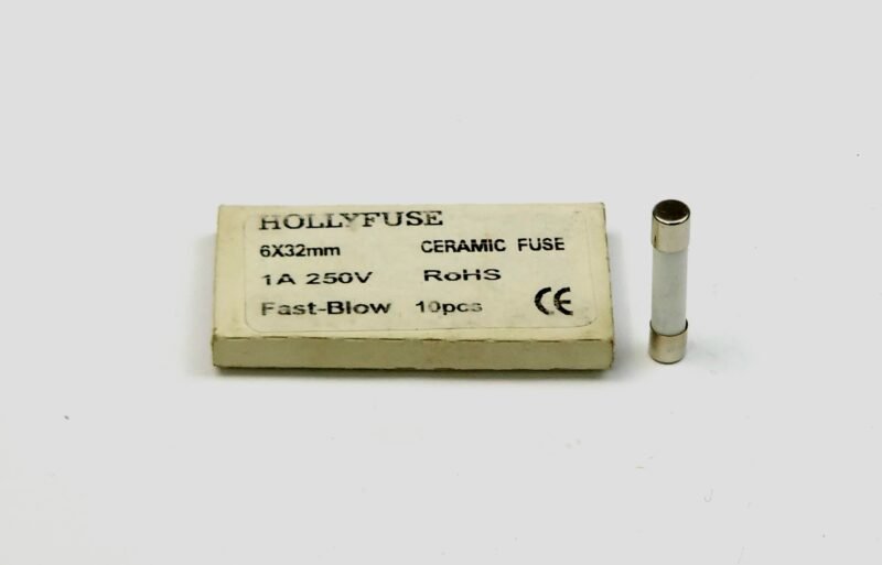 Hollyfuse Seramik Cam Tipi Hızlı Sigorta 6x32 mm 1A 250V – Fast-Blow Seramik Sigorta