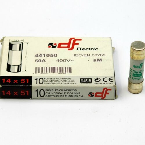 20260916_102135 DF Electric Silindirik Bıçaksız Sigorta 14x51 mm 50A 400V aM – 441050 (Motor Koruma Sigortası)