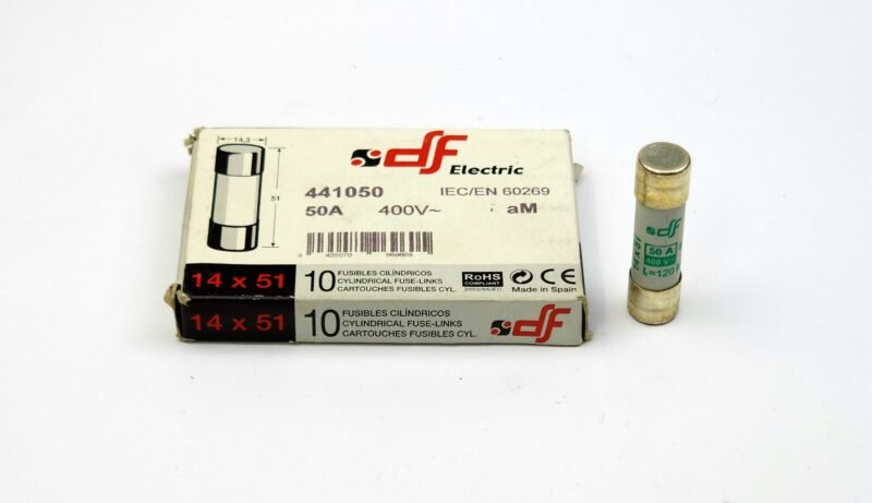 DF Electric Silindirik Bıçaksız Sigorta 14x51 mm 50A 400V aM – 441050 (Motor Koruma Sigortası)
